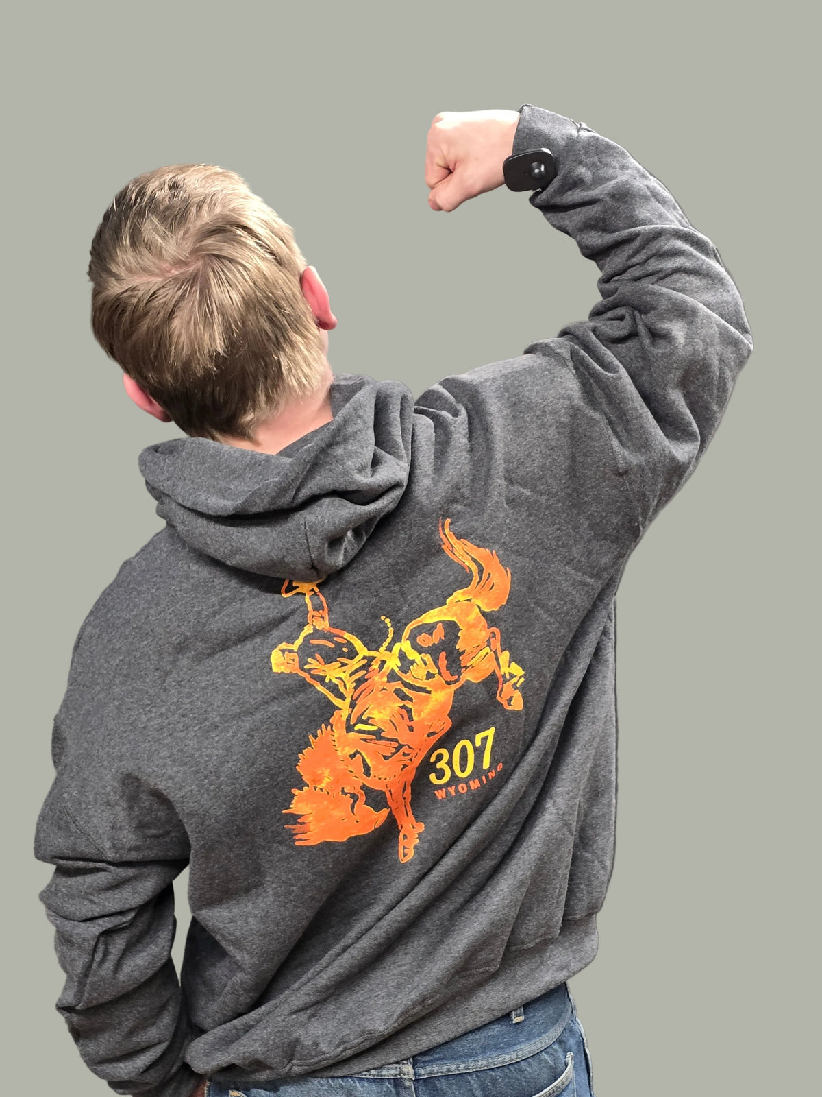 Gray/Orange Bucking Horse Hoodie