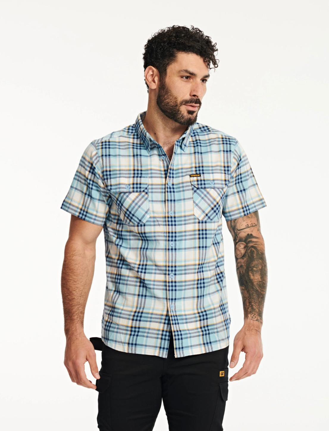 Plaid S/S Work Shirt 1020005 US Dusk Blue