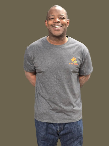 Grey Tee Orange Bucking Horse