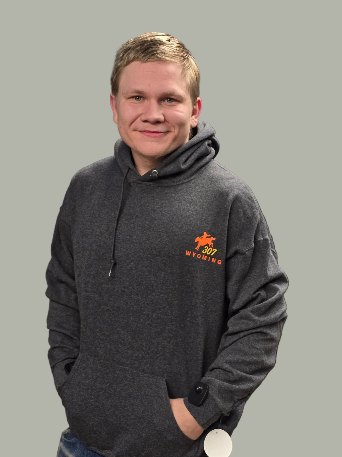 Gray/Orange Bucking Horse Hoodie