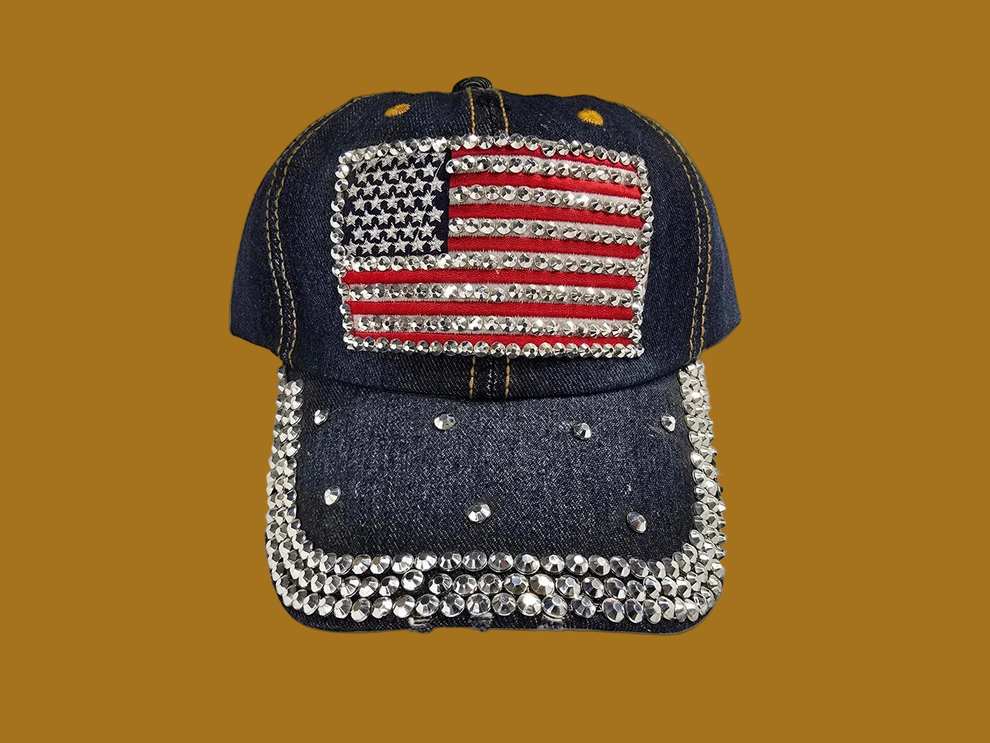 Bling Flag Patch Denim Hat