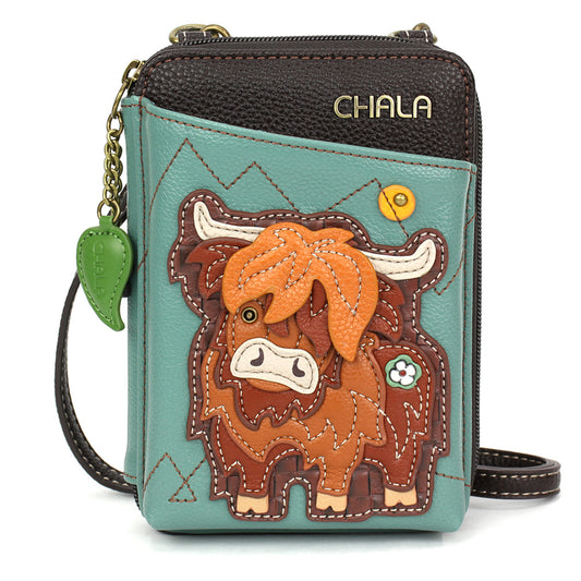 Wallet Crossbody - Highland Cow - teal