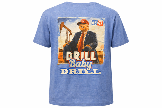 Trump Blue Shirt Drill Baby Drill