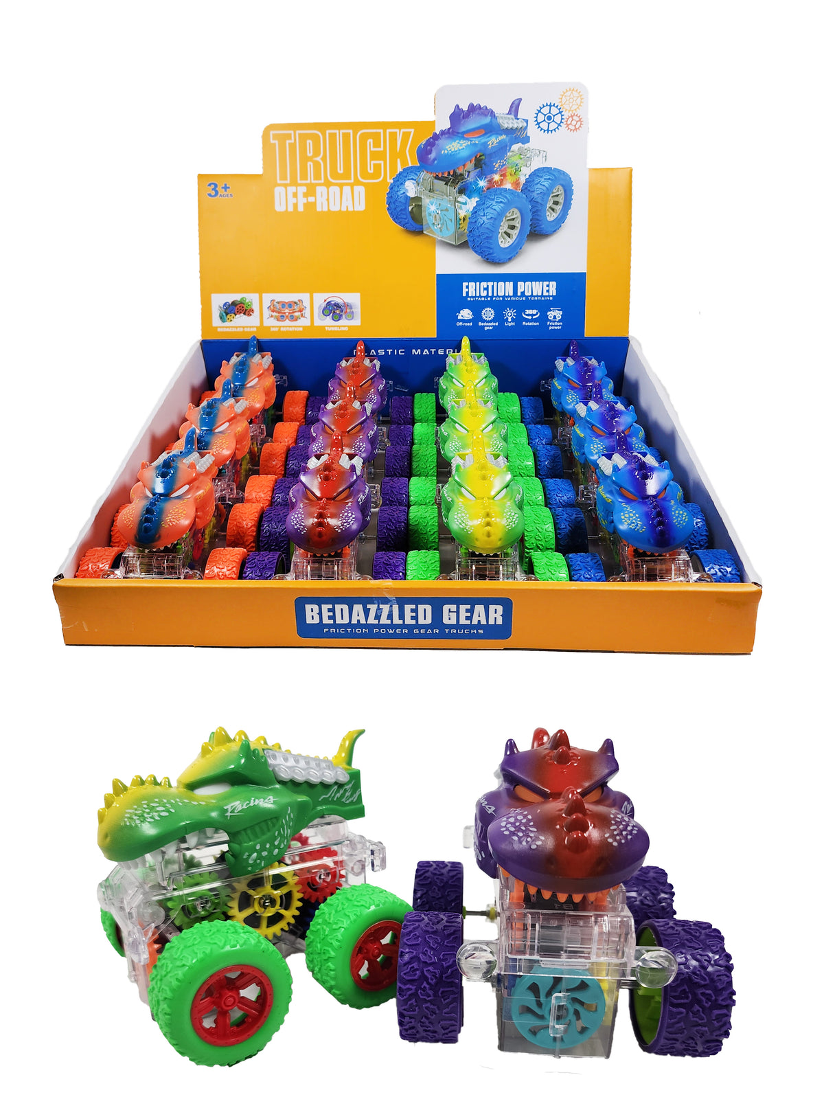 4" GEAR MONSTER DINOSAUR TRUCK W/LIGHTS