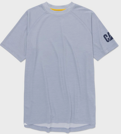 Cat lightweight cooling crew tee 1010212 blue fog heather