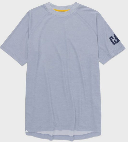 Cat lightweight cooling crew tee 1010212 blue fog heather