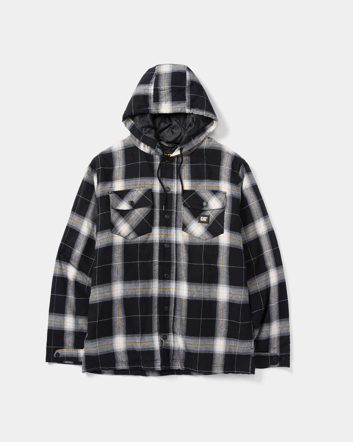 Hooded Flannel shirt Jacket 1040045 Black White