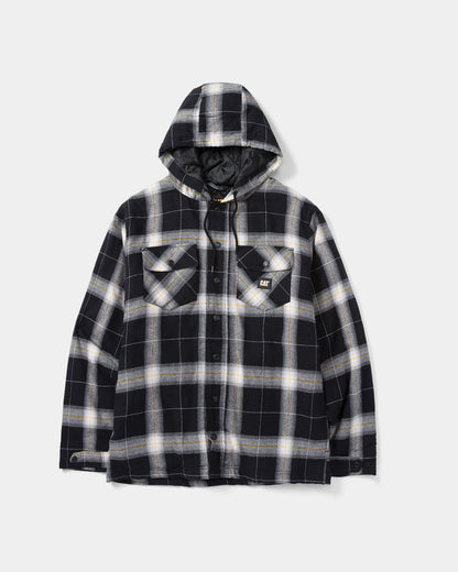 Hooded Flannel shirt Jacket 1040045 Black White