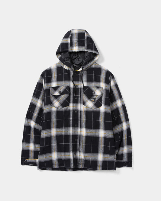 Hooded Flannel shirt Jacket 1040045 Black White