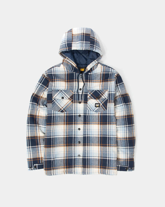 Hooded Flannel shirt Jacket 1040045 Detroit Blue-Blue Fog